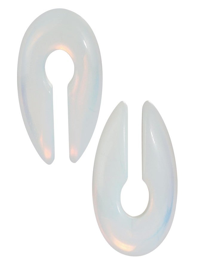 Qmcandy 2pcs Natural Stone Ear Weights Opalite Keyhole Ear Hanger Plugs Piercing Jewelry Gauge 2g - Image 1